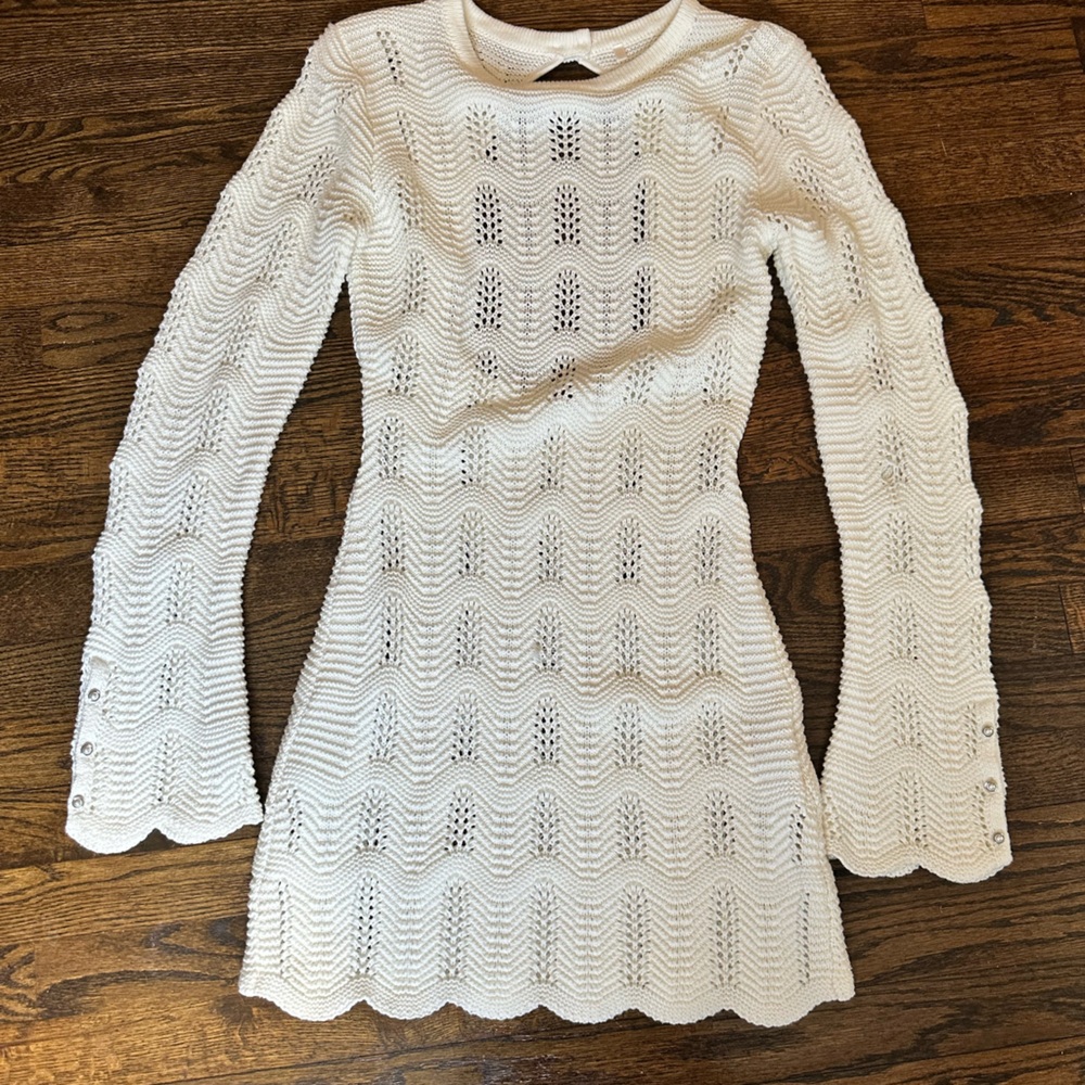The Couture Club Crochet Mini White Dress, Size L